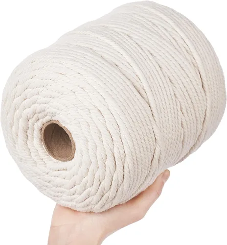 Vista 7 de AIFUN - Cuerda de macramé 3mm X 547 yardas sin teñir 100% algodón natural, cuerda de macramé de algodón trenzado de 4 hebras para colgantes de pared