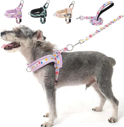 Vista 20 de BEAUTYZOO Arnés para Perros Pequeños, Juego de Arnés y Correa sin Tirones, Arnés de Pecho para Cachorros a Prueba de Escapes con Mango, Arnés Beige