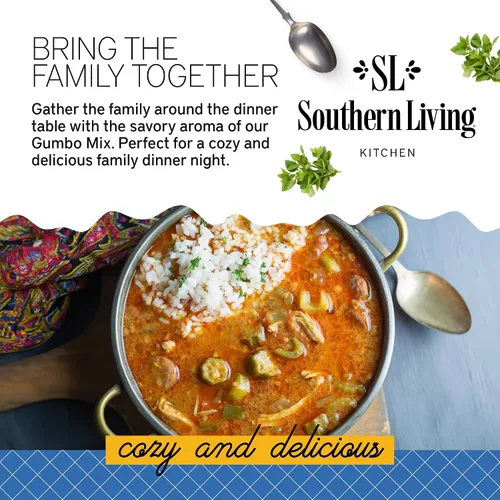 Vista 3 de Southern Living Mezcla de condimentos Gumbo, ingredientes frescos, mezcla de sopa, cena familiar, cazuela de gumbo, sopa de gumbo, auténtica base
