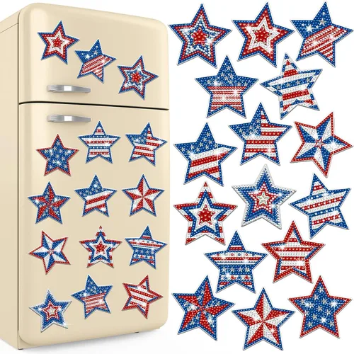 Vista 13 de Umigy 16 piezas de imanes de arte de diamante navideño para refrigerador, verde lima y rojo, imanes de pintura de diamantes de Navidad, hombre