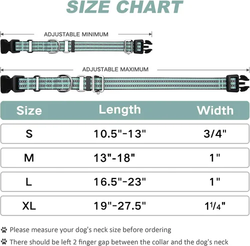 Vista 6 de Martingale - Collar reflectante de nailon ajustable con hebilla de liberación rápida, collares de entrenamiento para perros pequeños, medianos