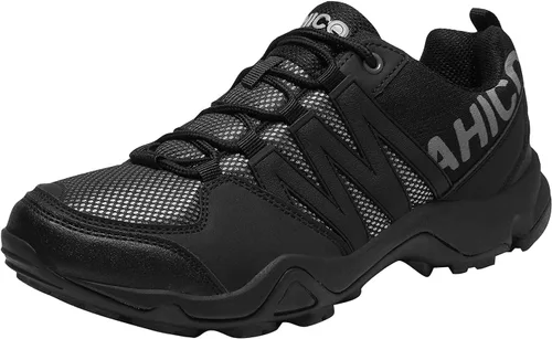 Vista 2 de Ahico Zapatos de senderismo para hombre, resistentes al agua, para exteriores, senderismo, antideslizantes, ligeros, transpirables, para acampar