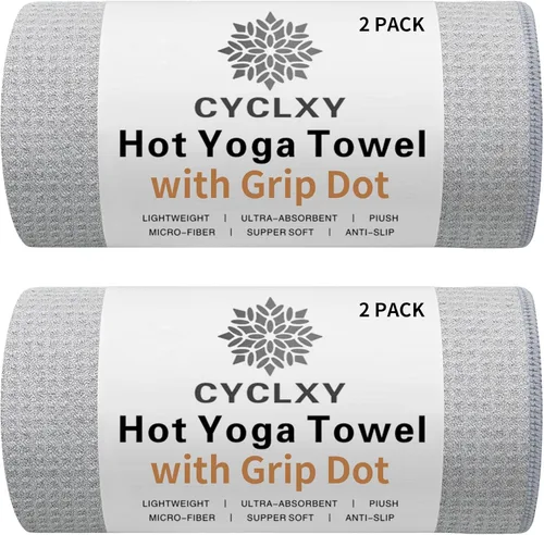 Vista 8 de Paquete de 2 Toallas de Yoga Caliente con Puntos de Agarre, Toallas de Esterilla de Yoga Stickyfiber Antideslizantes para Yoga Caliente, Cubierta