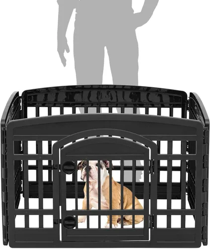Vista 4 de IRIS USA Corralito para perros de 4 paneles de 24" con puerta, 35 x 35 x 24, corralito para cachorros, corralito para perros de interior, cerca