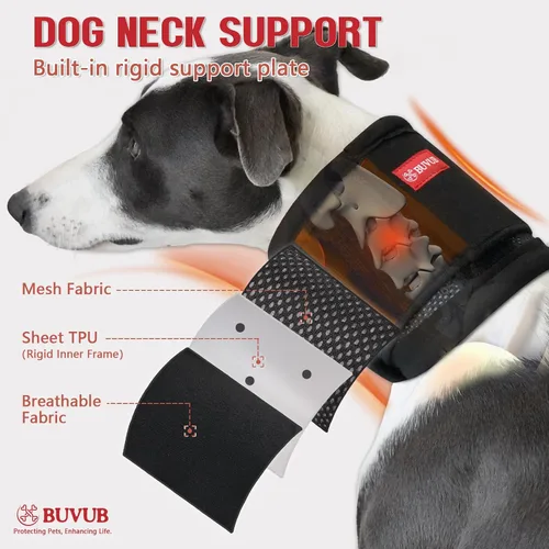 Vista 2 de Soporte ajustable para el cuello del perro para aliviar el dolor de cuello y lesiones, collar de apoyo suave y cómodo para perros