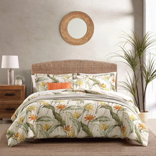 Vista 10 de Tommy Bahama - Juego de edredón tamaño Queen, ropa de cama costera de algodón suave con fundas de almohada, juego de cama floral tropical