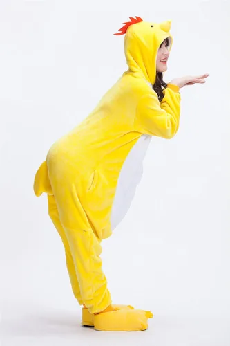 Vista 4 de Disfraz de animal Kigurumi de pollo para adultos, ropa para el hogar, ropa de descanso