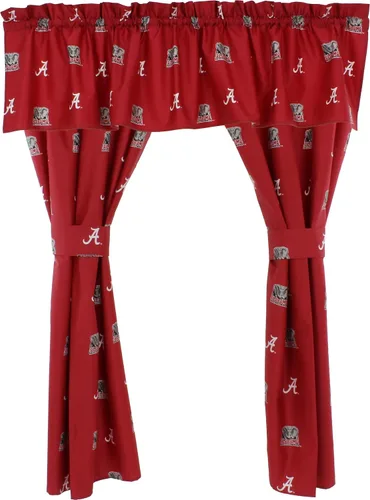Vista 4 de College Covers Everything Comfy Alabama Crimson Tide - Juego de paneles de cortina, 2 paneles, 2 alzapaños a juego, 42 pulgadas de ancho por 63