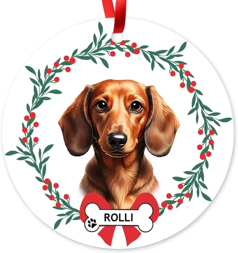 Vista 16 de Adorno de Navidad personalizado de Beagle, adorno personalizado con nombre de mascota, regalos para los amantes de los perros Beagle, decoración