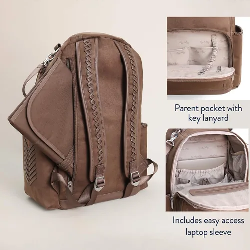 Vista 7 de Itzy Ritzy Boss Plus Mochila grande para pañales con 19 bolsillos (Aspen)