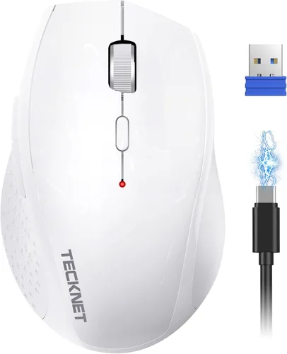 Vista 11 de TECKNET Ratón Inalámbrico Recargable, Ratón para Computadora Portátil, Ratones de Computadora USB 2.4G Inalámbricos, Ratón Ergonómico Silencioso