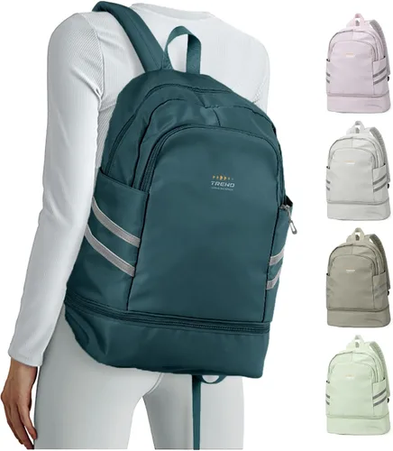 Vista 10 de coofay Mochila de gimnasio para mujer, bolsa de gimnasio con compartimento beige (A-Beige)