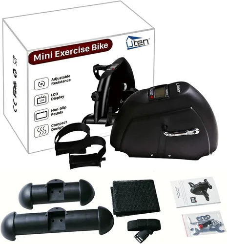 Vista 2 de Mini bicicleta de ejercicio, ejercitador de pedal de bicicleta Uten para debajo del escritorio, ejercitador de peddler