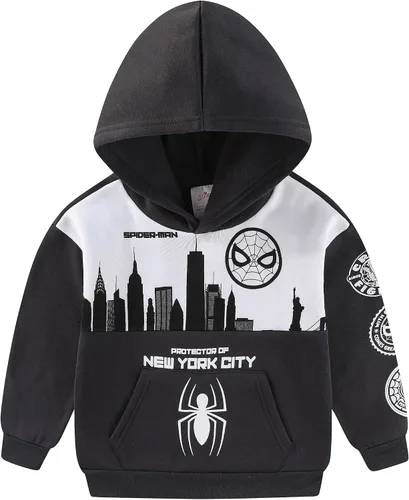 Vista 2 de Marvel Spider-Man Conjunto de Sudadera con Capucha y Pantalones para Niños Pequeños y Niños Grandes Negro