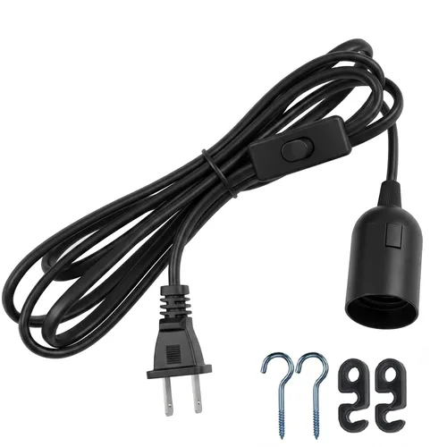 Vista 12 de Cable de luz colgante colgante - Enchufe de bombilla con cable E26/E27 enchufe de luz, cable de linterna colgante de extensión con interruptor