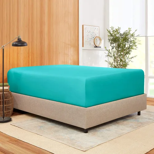Vista 25 de 100 % algodón natural de 400 hilos, 1 pieza con bolsillo profundo de 21 pulgadas y 2 fundas de almohada, juego de sábanas de 3 piezas