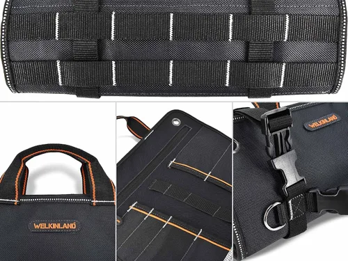 Vista 9 de Rollo de herramientas para hombre, bolsa enrollable de herramientas, bolsa de herramientas enrollable, organizador de rollos de herramientas, bolsas