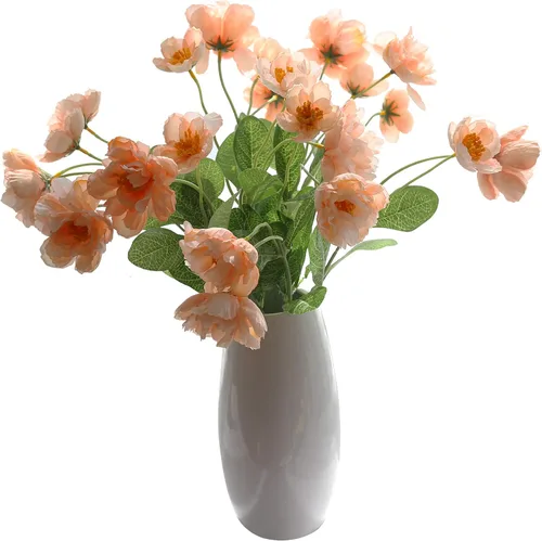 Vista 10 de Flores artificiales de amapola, 12 unidades, 20.9 in de largo, de seda, con 2 flores, para decoración del hogar, centro de mesa, decoración de Azul