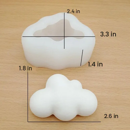 Vista 2 de MoldFun Molde de silicona 3D Cloud para fondant, chocolate, dulces, velas, jabón, bomba de baño, barra de loción, yeso de París (blanco/rosa)