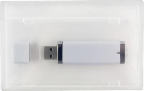 Vista 2 de Mini Flash Pac® - Funda para unidad flash USB, súper transparente y compatible, color blanco, 1 GB USB, paquete de 25