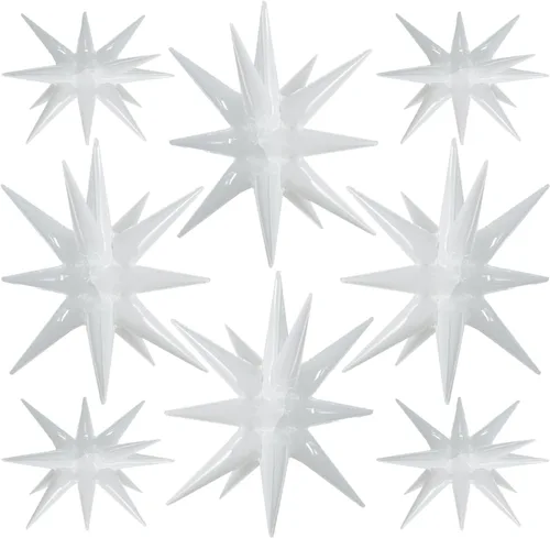 Vista 55 de TONIFUL 4 globos 4D enormes de estrella negra de 22 pulgadas, globos de aluminio de Mylar de estrella explosión para suministros de fiesta, telón