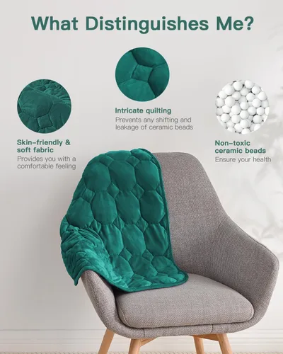 Vista 2 de Lofus Manta con peso de 7 libras para adultos, transpirable y calmante manta con peso pequeña para viajes, relajación y siestas, lavable a máquina