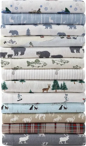 Vista 12 de Eddie Bauer Flannel Collection - Juego de sábanas de algodón, preencogido y cepillado para mayor suavidad, comodidad y sensación de calidez