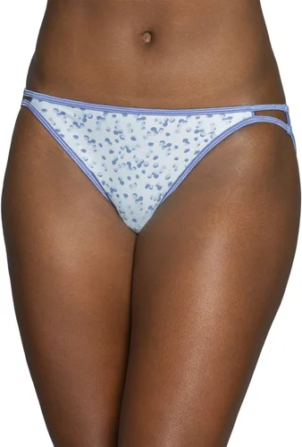 Vista 64 de Vanity Fair Bragas de bikini con tira para mujer, Illumination, con elástico sedoso y ribete de satén Paquete de 3 Negro (Midnight Black)