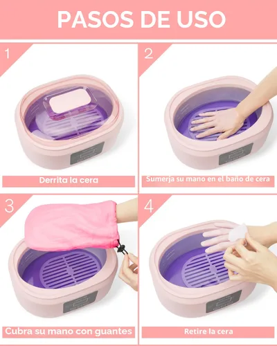 Vista 2 de Máquina de cera de parafina para manos y pies - Kit de calentador de cera de parafina hidratante con temporizador automático y función de mantener