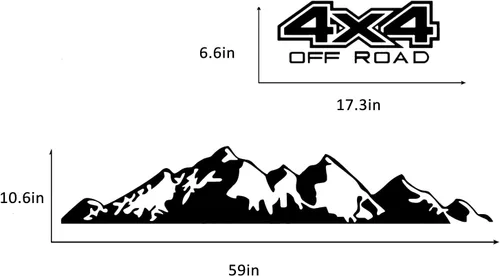 Vista 6 de Adhesivo adhesivo para puerta trasera de camión, 4 x 4, diseño gráfico de montañas para camioneta, accesorios de decoración exterior todoterreno, 59