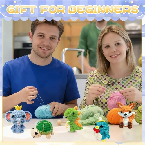 Vista 4 de OLHKYN Kit de Ganchillo de 6 Piezas para Principiantes, Manualidades DIY 2025 para Adultos y Niños, Gran Regalo para Amantes del Ganchillo, Kits