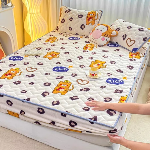 Vista 18 de Juego de sábanas bajeras extra largas tamaño King de 3 piezas con 2 fundas de almohada, forro polar de leche, suave para arrugas y antidecoloración