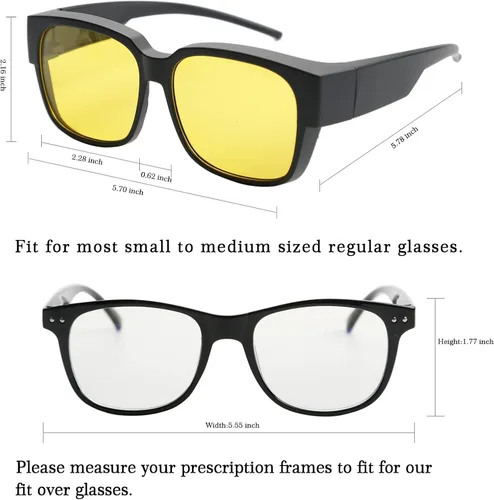 Vista 4 de OPTOFENDY over Glasses Sunglasses Night Vision Glasses over Glasses Fit over Blue Light Blocking Glasses Women Men