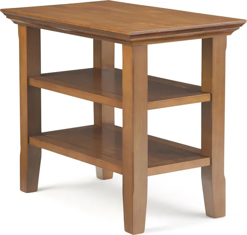 Vista 26 de SIMPLIHOME Acadian Mesa auxiliar estrecha – Mesa auxiliar rectangular de madera maciza de 14 pulgadas de ancho con 2 estantes abiertos en negro