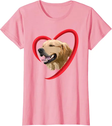 Vista 11 de Golden Retriever Corazón, regalo para ella, camiseta del día de San Valentín, Negro