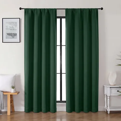 Vista 157 de Gwine Aqua Short Curtains 36 Inches Long - Small Half Window Kitchen Curtains Over Sink, Solid Blackout Curtain for Bathroom Basement Cabinet RV, 2