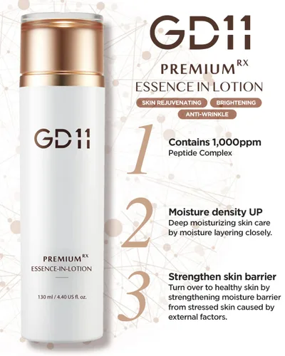Vista 2 de GD11 Premium RX Essence in Lotion Loción facial hidratante y antienvejecimiento con extracto de células madre y ceramida Fortalece la barrera