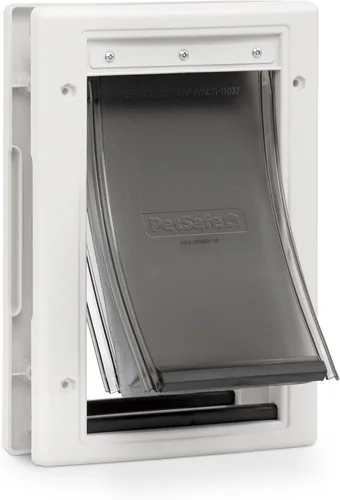 Vista 11 de Puerta PetSafe para condiciones meteorológicas extremas, color blanco, L, Blanco Insulated 3-Flap System Rated -10 to 100F, Paintable Plastic
