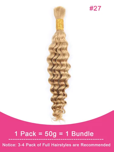 Vista 2 de RESACA 1 paquete de 14 pulgadas, 1 paquete de 14 pulgadas, cabello humano virgen brasileño rizado 10A para trenzar, sin trama, 10A, para trenzas #27