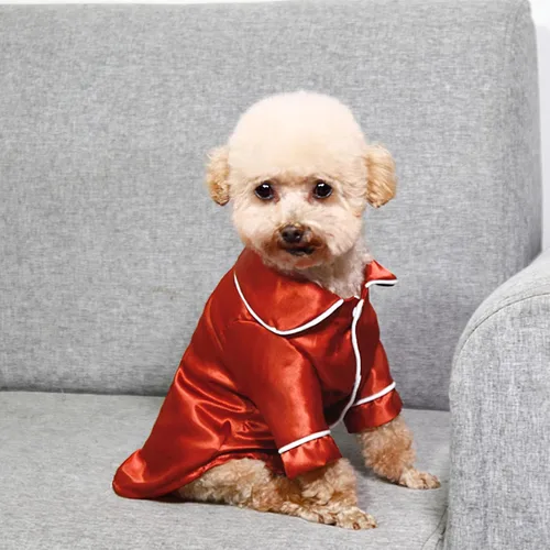 Vista 5 de Dog Pajamas Soft Silk Shirts Loungewear Puppy Pajamas Pet Clothes Comfortable Breathable French Bulldog Yorkie Shih Tzu Pjs Outfit