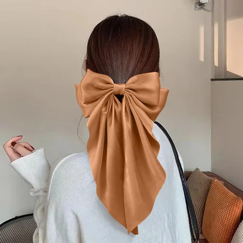 Vista 5 de Lazos para el pelo para mujeres y niñas, 10 piezas de lazos grandes, pinzas para el cabello, lazos de satén sedoso, lazo grande en capas, accesorios