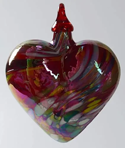 Vista 5 de Glass Eye Studio Adornos clásicos de corazón (chip de mosaico azul)