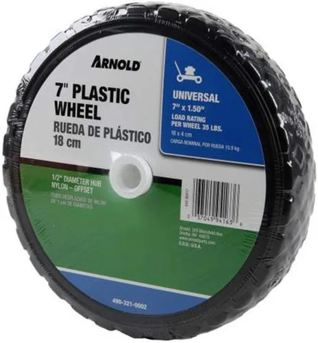 Vista 3 de Arnold 490-321-0002 - Rueda de plástico con capacidad de carga de 35 libras, 7 pulgadas x 1.5 pulgadas, color negro