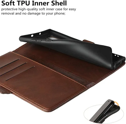 Vista 7 de iCoverCase Funda tipo cartera para Samsung Galaxy Note 10 Plus, cuero sintético de alta calidad, ranuras para tarjetas, soporte para tarjetas