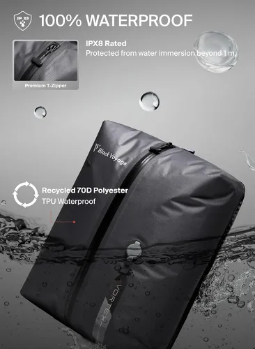 Vista 4 de Black Voyage Bolsa de Viaje Reutilizable de Compresión al Vacío para Maleta de Mano y Mochila, Reciclada IP67 Impermeable Ahorradora de Espacio Gris