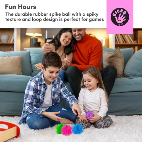 Vista 6 de Kicko Pelotas infladas, colores surtidos, bolas puntiagudas para niños, juego sensorial, alivio del estrés, 5.5 pulgadas, paquete de 6