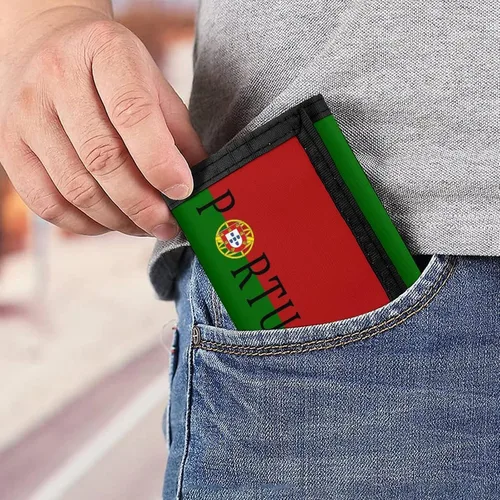 Vista 5 de Portugal - Cartera triple de fútbol americano, monedero delgado, lindo tarjetero con clip para dinero para hombres y mujeres