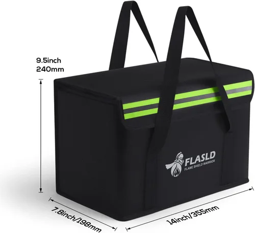 Vista 3 de FLASLD Large Fireproof Lipo Bag for 100Ah Lithium Battery Storage and Charging, 14 x 7.8 x 9.5in Waterproof Box for Documents and Valuables