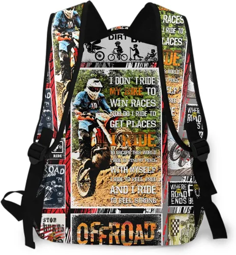 Vista 4 de Nerxy Mochila de motocicleta para niños y niñas, bolsa de regalo de bicicleta de regreso a clases, bolsa de libros de motocross, Moto, Mochilas