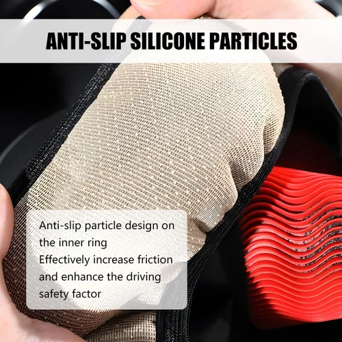 Vista 4 de Funda elástica para volante de automóvil, transpirable, sin anillo interior, protector de volante de vehículo, 15 pulgadas, seda de hielo